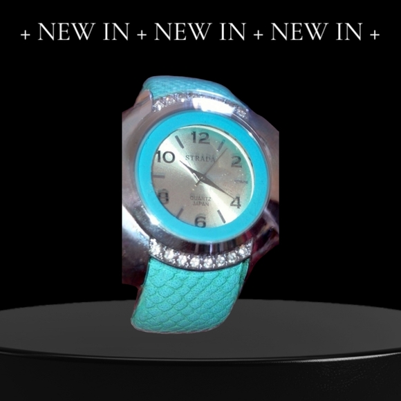 Strada Turquoise Watch with Rhinestones New in Box Gift Ready NO CALLOUTS Ret.40 - Picture 2 of 5